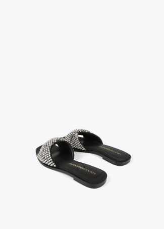 Flache Sandalen mit Strass