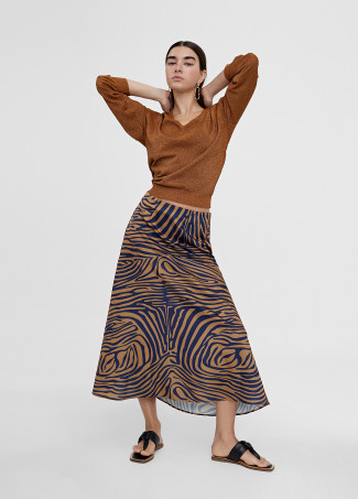 Zebra print midi skirt
