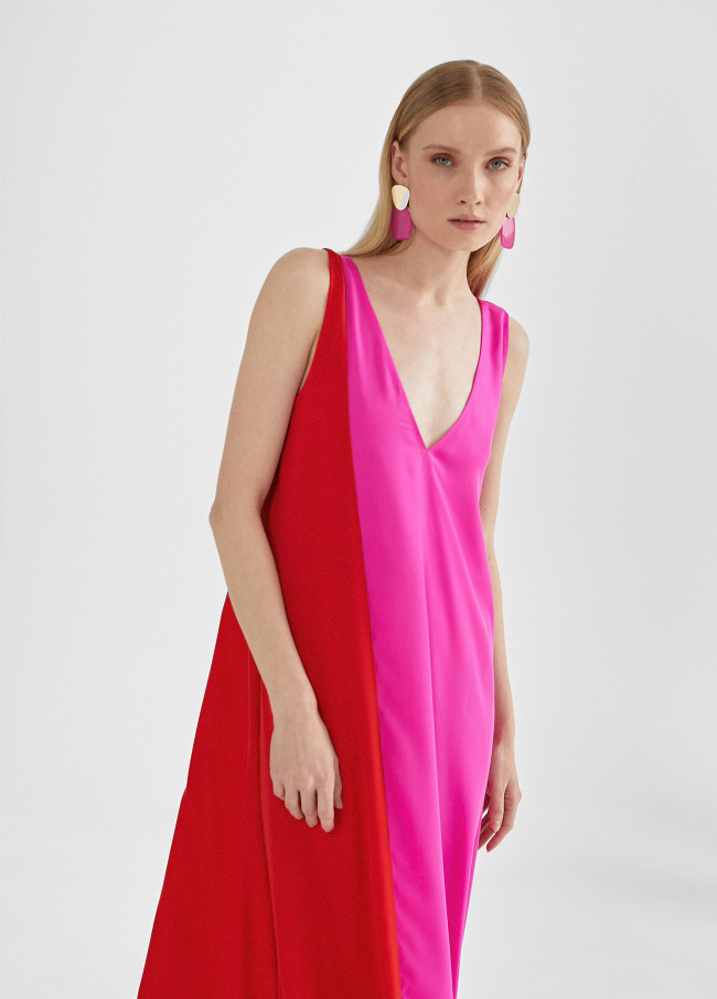 Robe midi bicolore