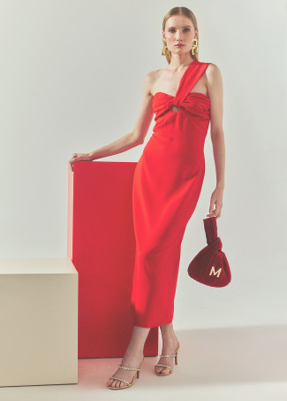 Asymmetrisches Midikleid mit Trägern