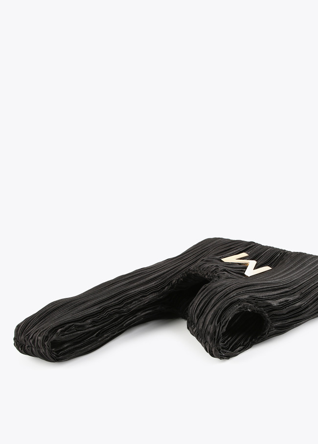 Pleated sateen evening bag