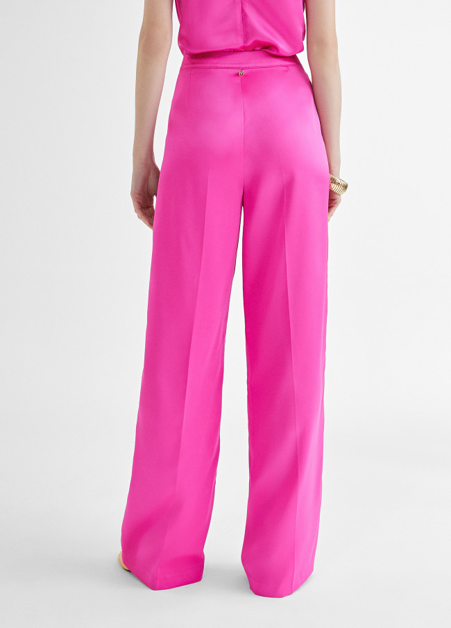 Straight satin trousers