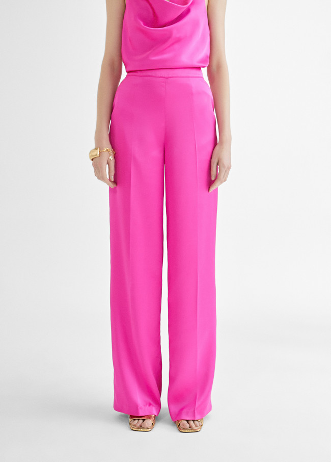 Straight satin trousers