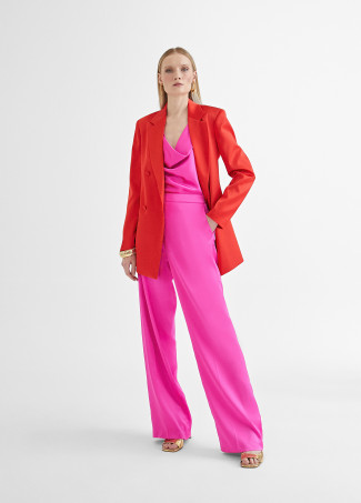 Top satinado con drapeado