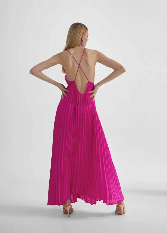 Robe longue plissée