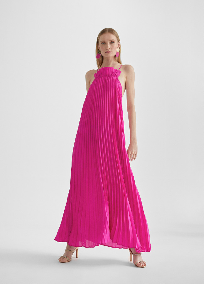 Pink pleated dress top zara