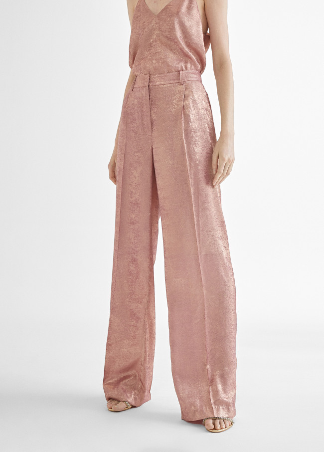 Pantalón recto rosa tornasolado