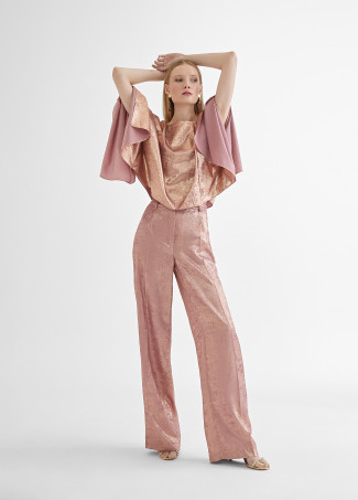 Pantalón recto rosa tornasolado