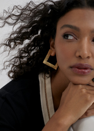 Golden Square Hoop Earrings