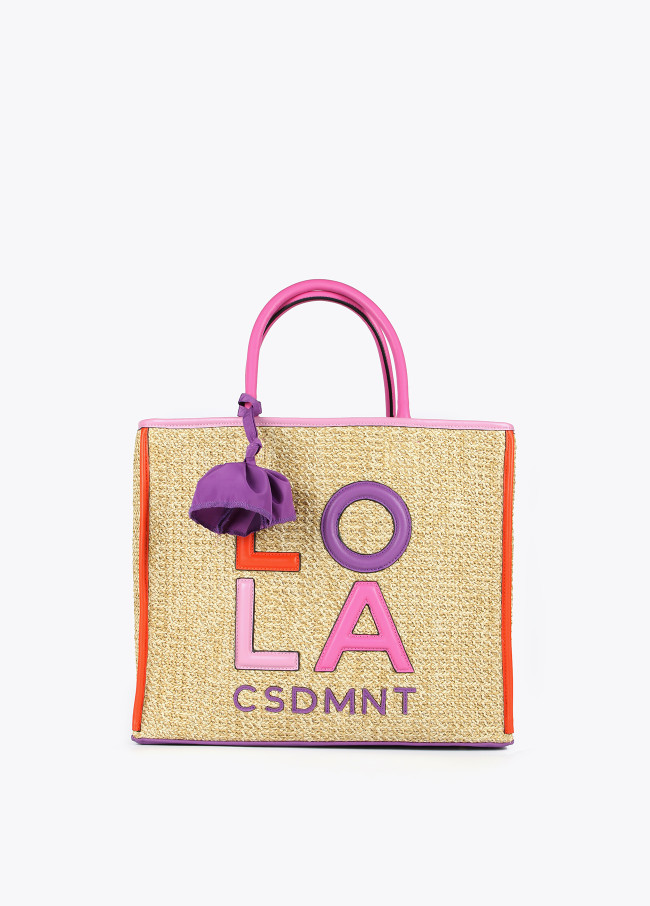 Borsa con scritte e bordini colorati