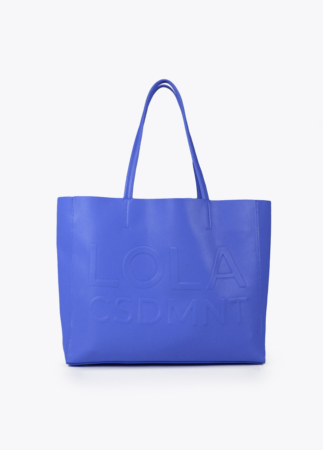 Borsa shopper con logo in rilievo