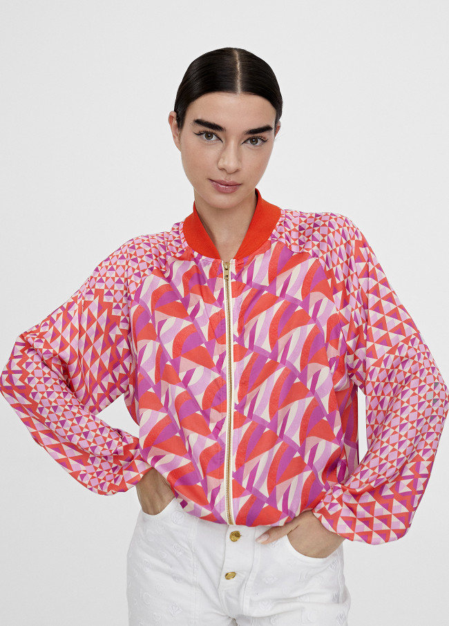 Multicoloured printed bomber jacket