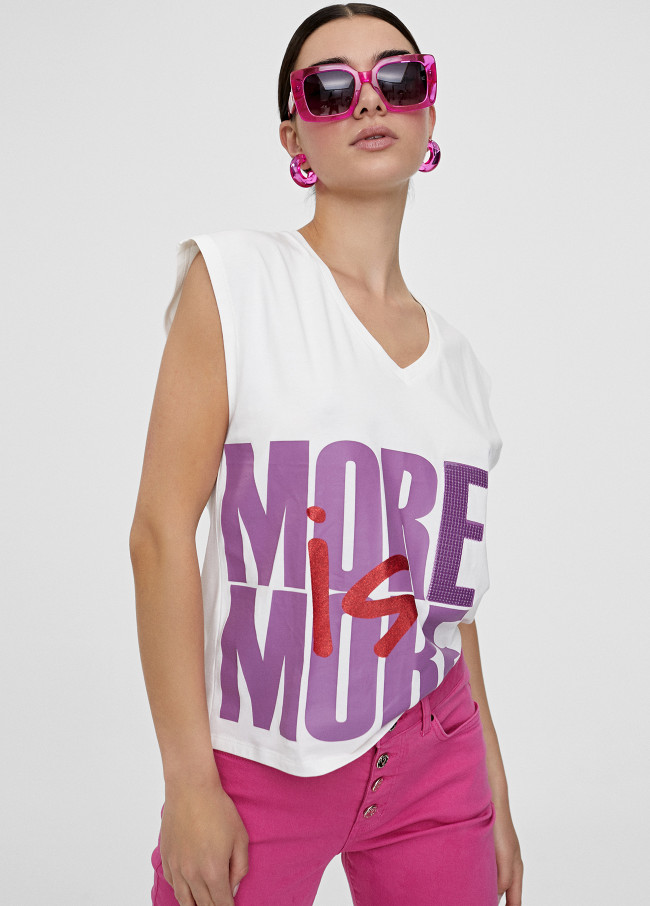 T-shirt with more is more positioning