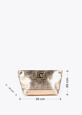 Monogrammed metallic crossbody bag