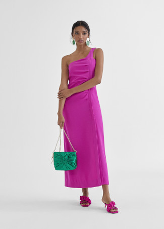 Midi dress with asymmetric straps