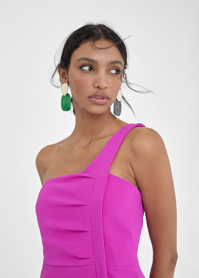 Vestido midi tirante asimétrico