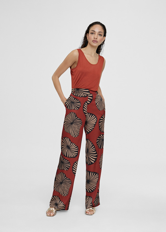Straight printed trousers
