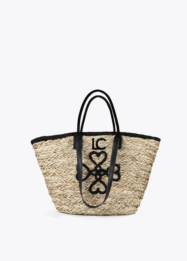 Tote bag with embroidered hearts