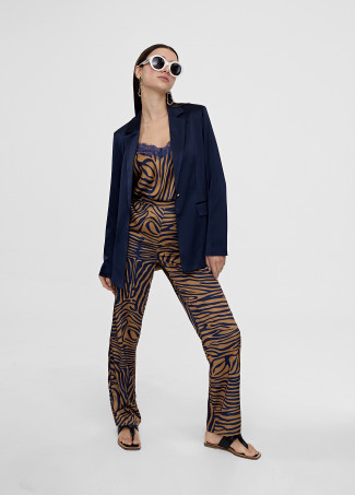 Pantaloni dritti con stampa zebrata