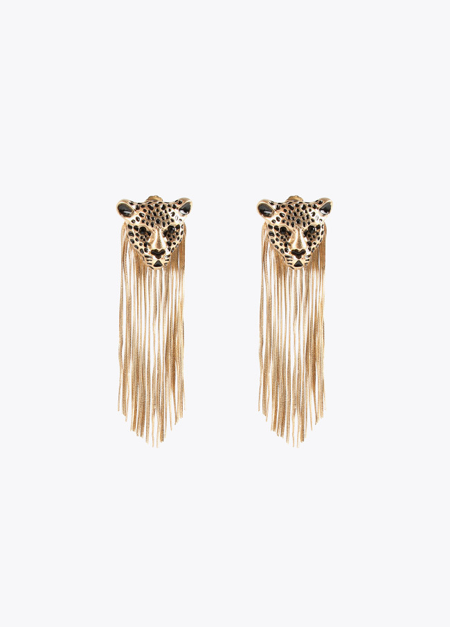 Leopard earrings with fringing