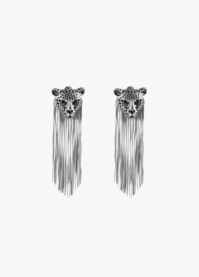 Leopard earrings with fringing