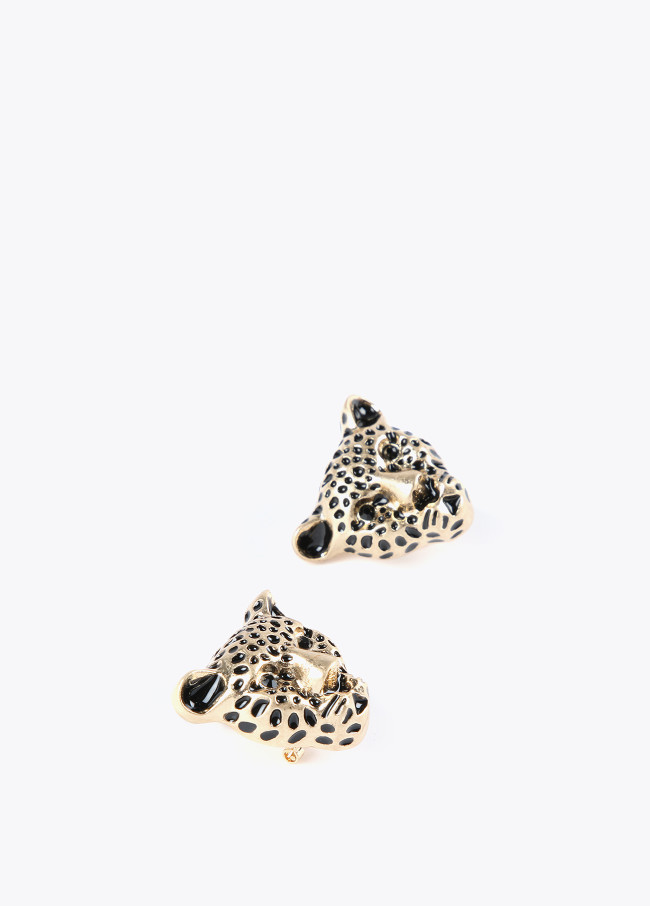 Leopard face earrings