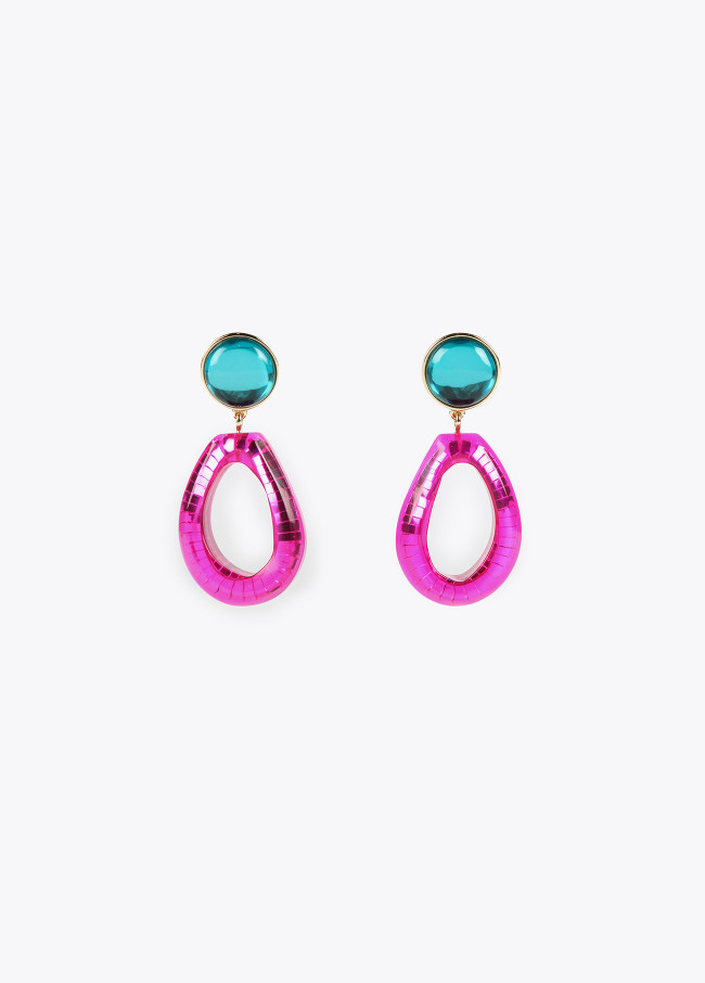 Colourful two-piece earrings