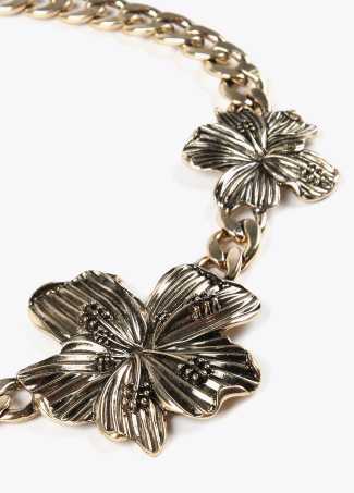 Golden necklace with flowers