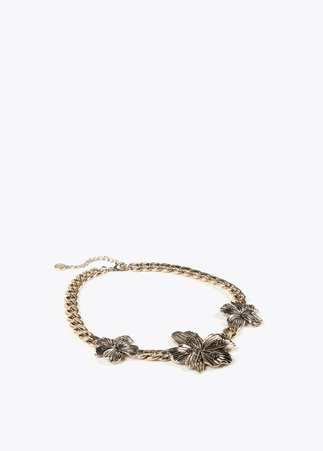 Golden necklace with flowers