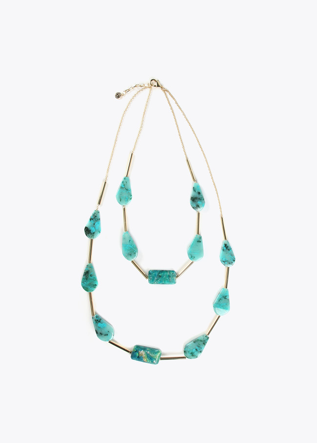 Turquoise double-chain necklace
