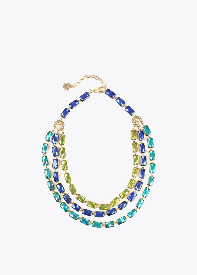 Necklace with multicoloured crystals