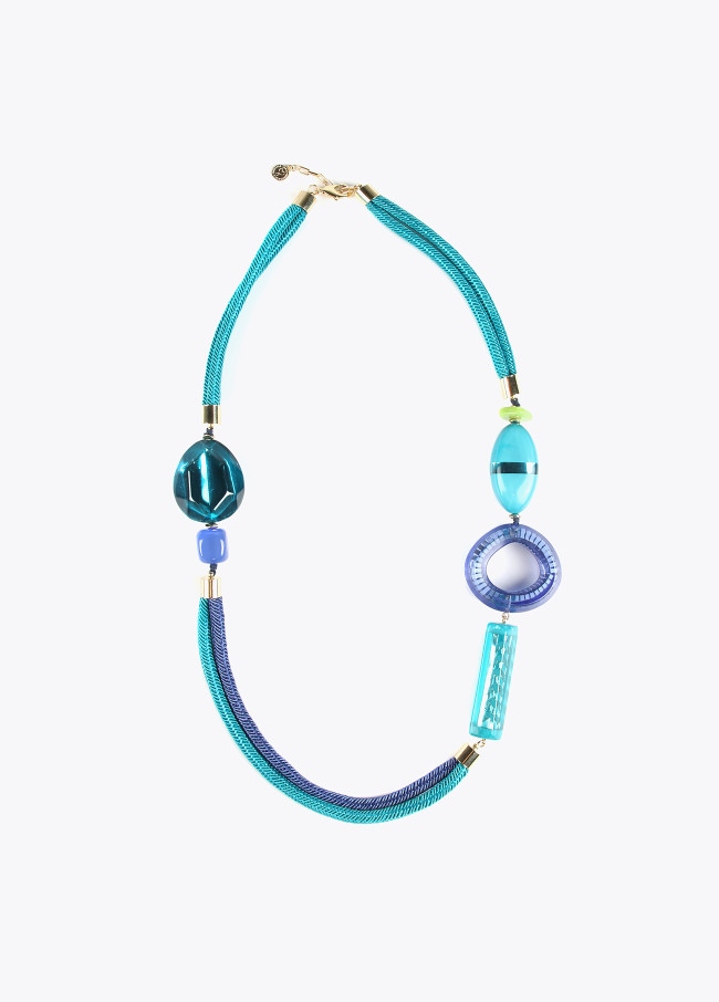 Collana cordoncino toni del blu