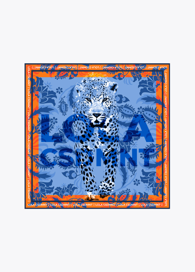 Foulard imprimé léopard et logo