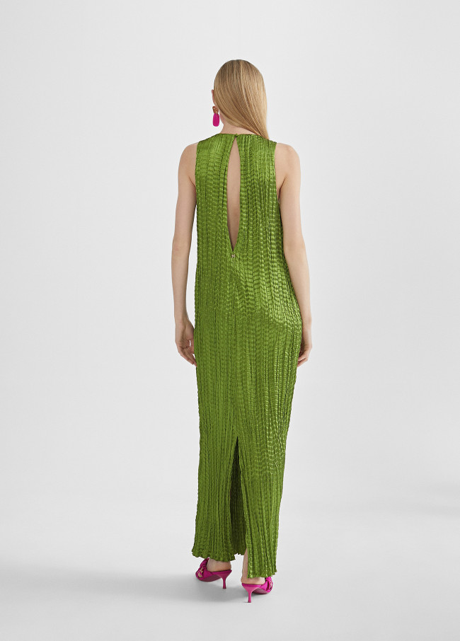 Robe longue midi effet plissé