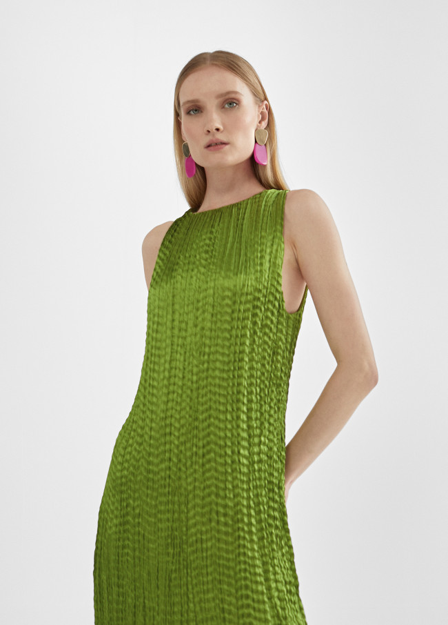 Vestito midi lungo effetto plissé