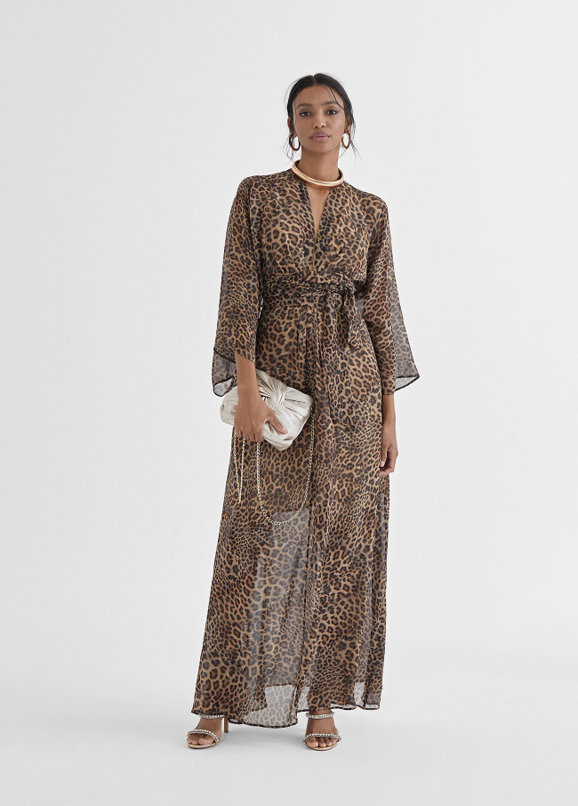 Long leopard print dress