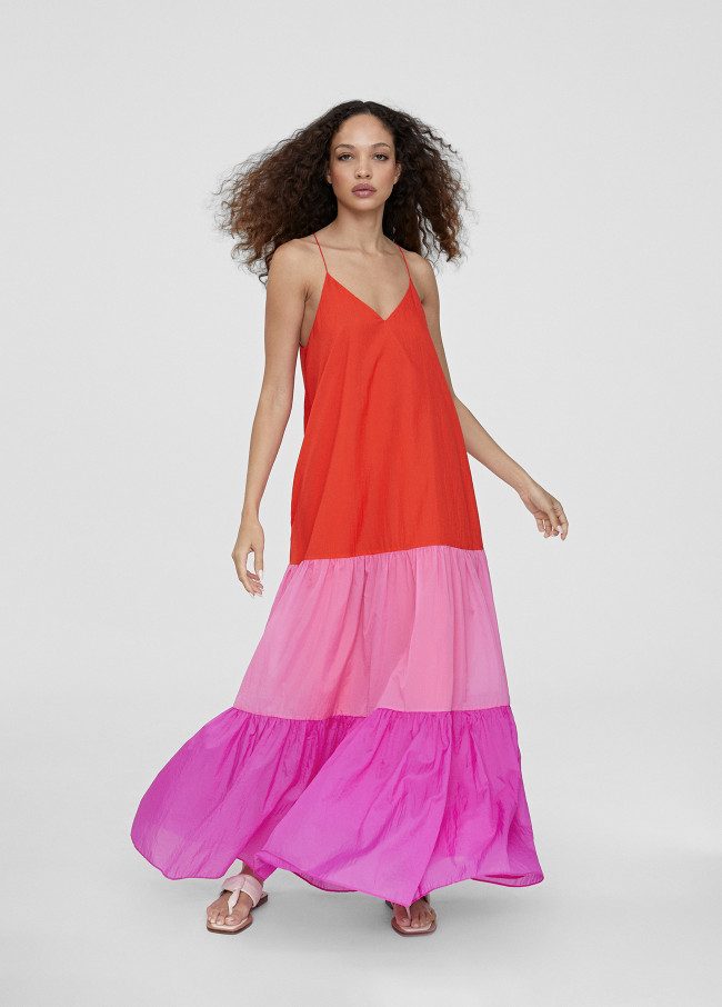 Robe longue tricolore