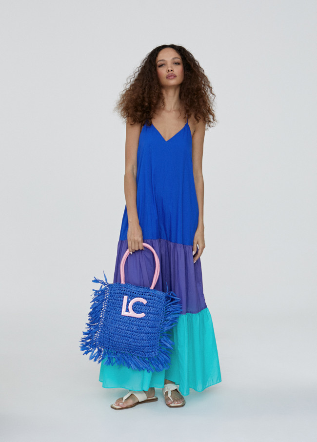 Robe longue tricolore