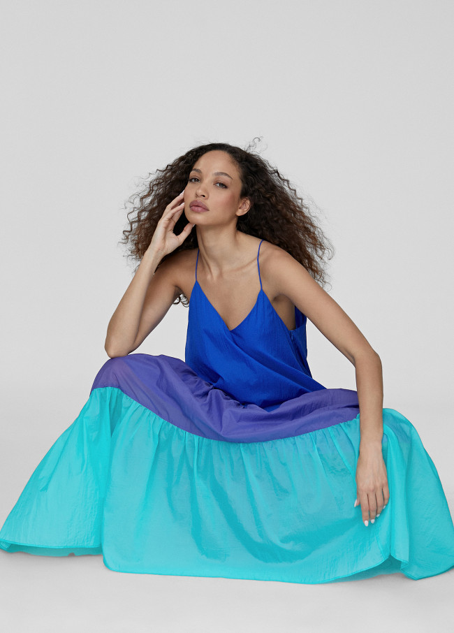 Long three-tone dress