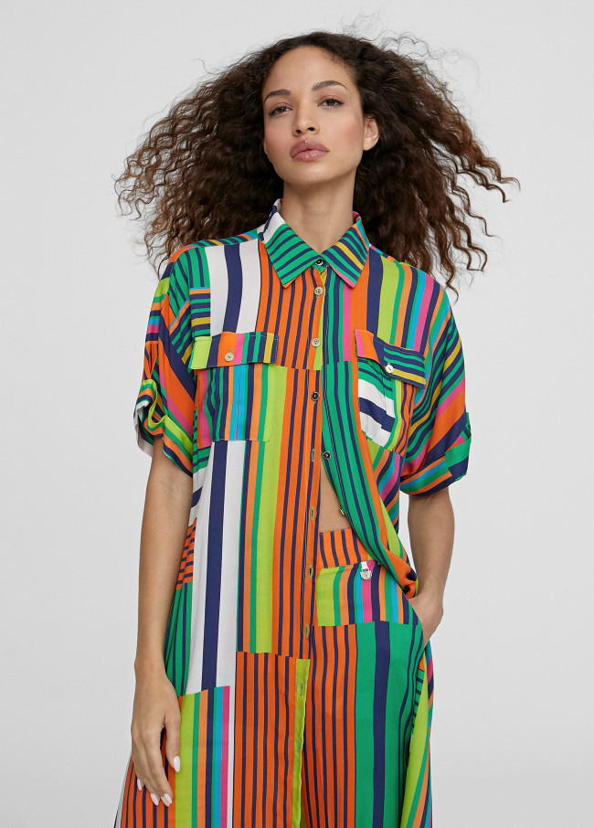 Robe chemisier multicolore