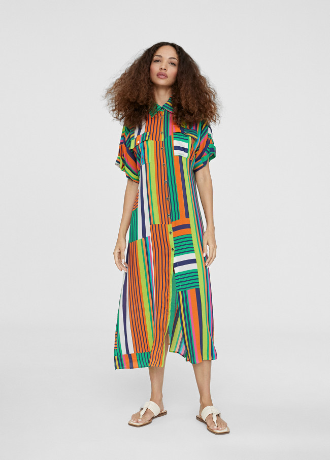 Robe chemisier multicolore