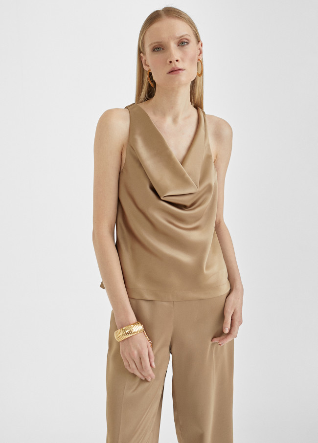 Draped Satin Top