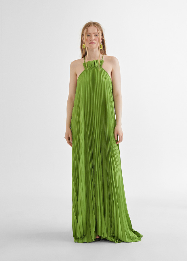 Robe longue plissée