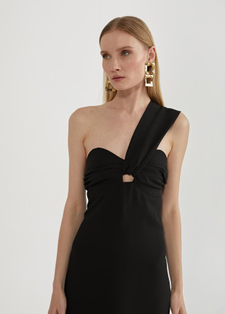 Midi dress with asymmetric straps