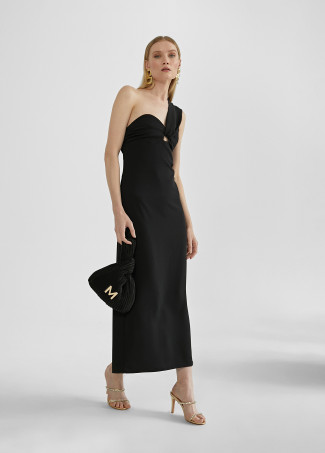 Midi dress with asymmetric straps