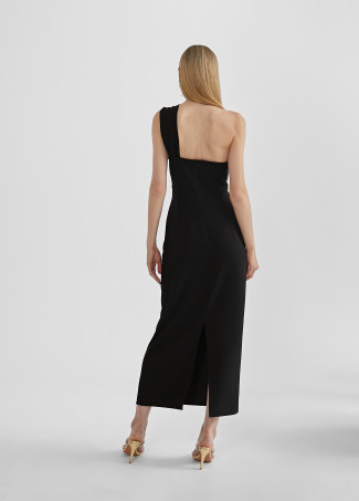Midi dress with asymmetric straps