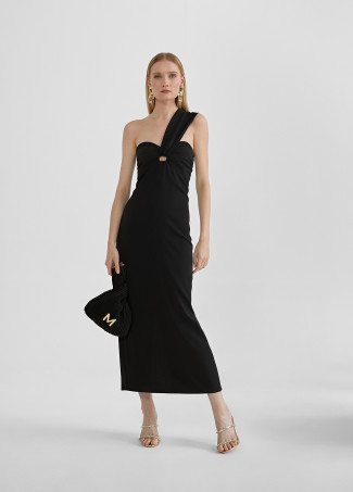 Midi dress with asymmetric straps