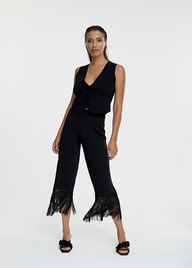 Fringed knit trousers