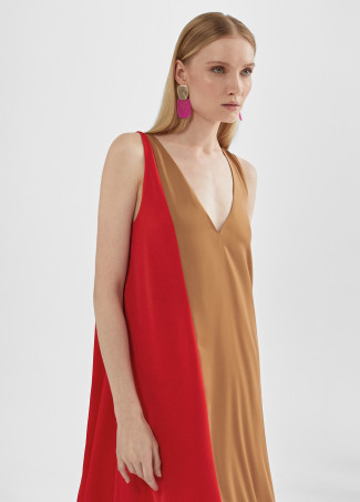 Vestito midi bicolore