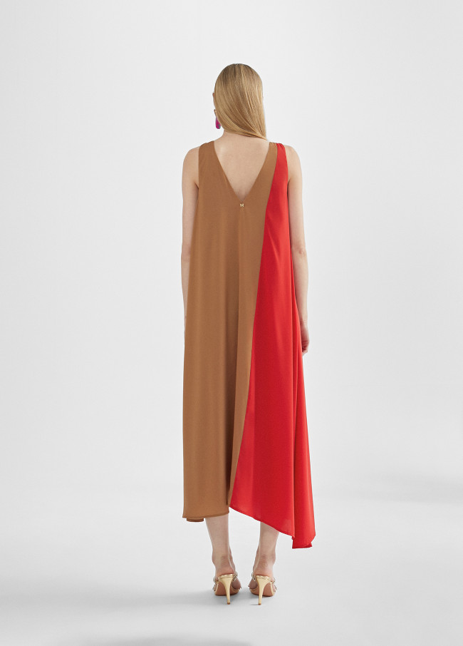 Vestido midi bicolor